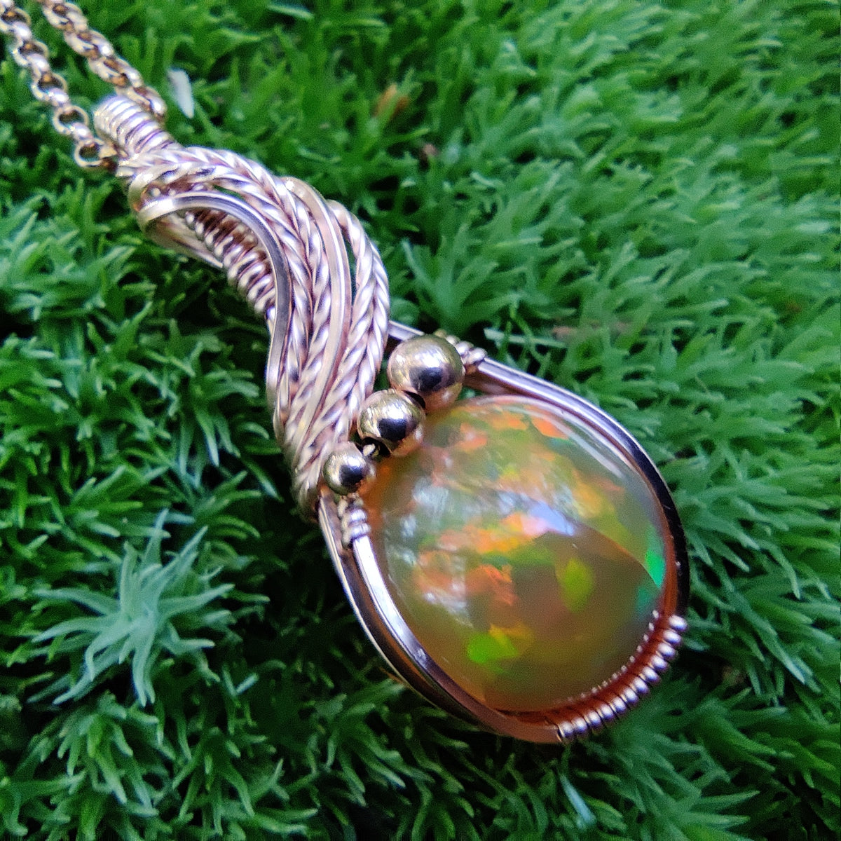 5.30ct Natural Ethiopian Opal in 14k Rose Gold Fill Pendant Necklace