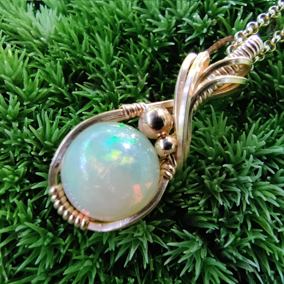 2.45ct Ethiopian Opal in 14k Gold Fill Pendant Necklace
