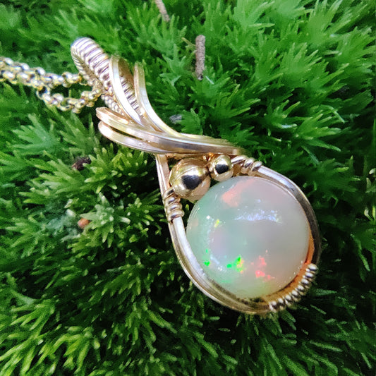 2.45ct Ethiopian Opal in 14k Gold Fill Pendant Necklace