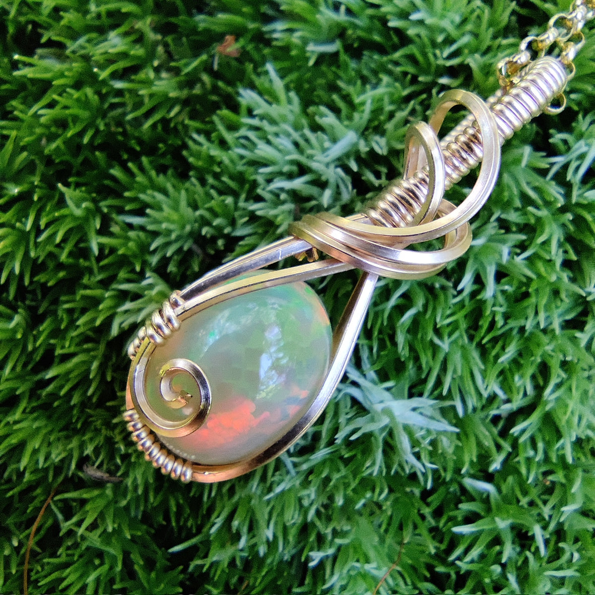 2.80ct Ethiopian Opal in 14k Gold Fill Pendant Necklace