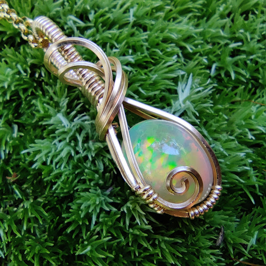 2.80ct Ethiopian Opal in 14k Gold Fill Pendant Necklace