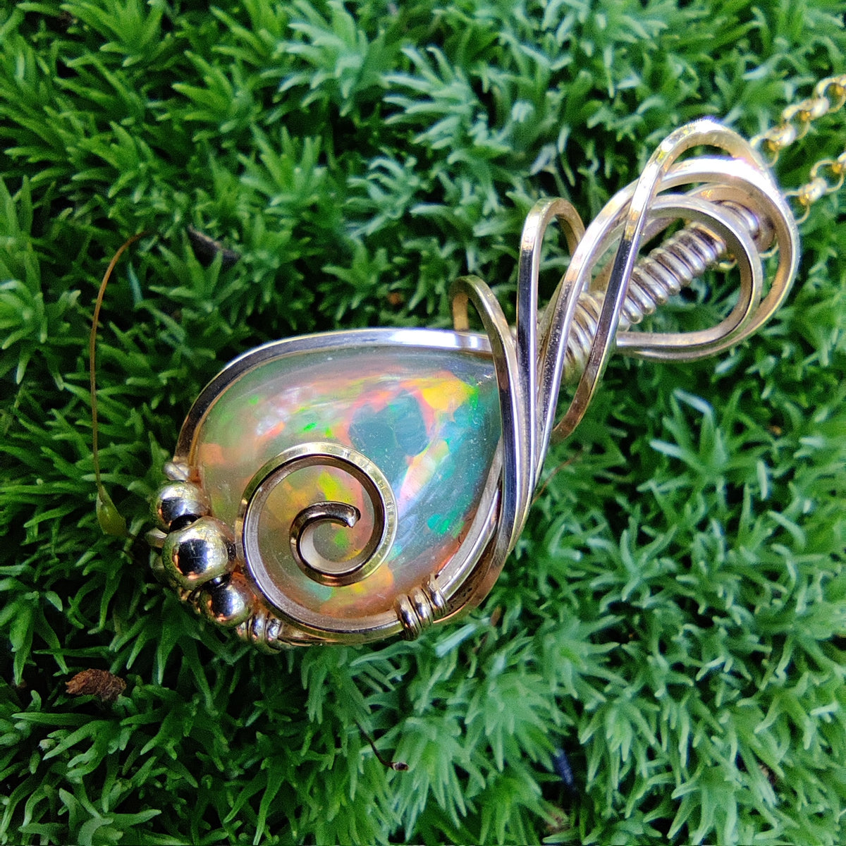 Natural Ethiopian Opal in 14k Gold Fill Pendant Necklace