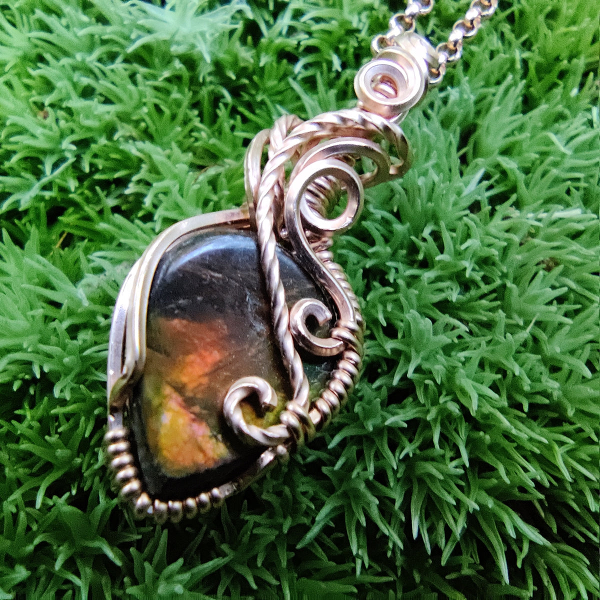 Ammolite in 14k Rose Gold Fill Pendant Necklace