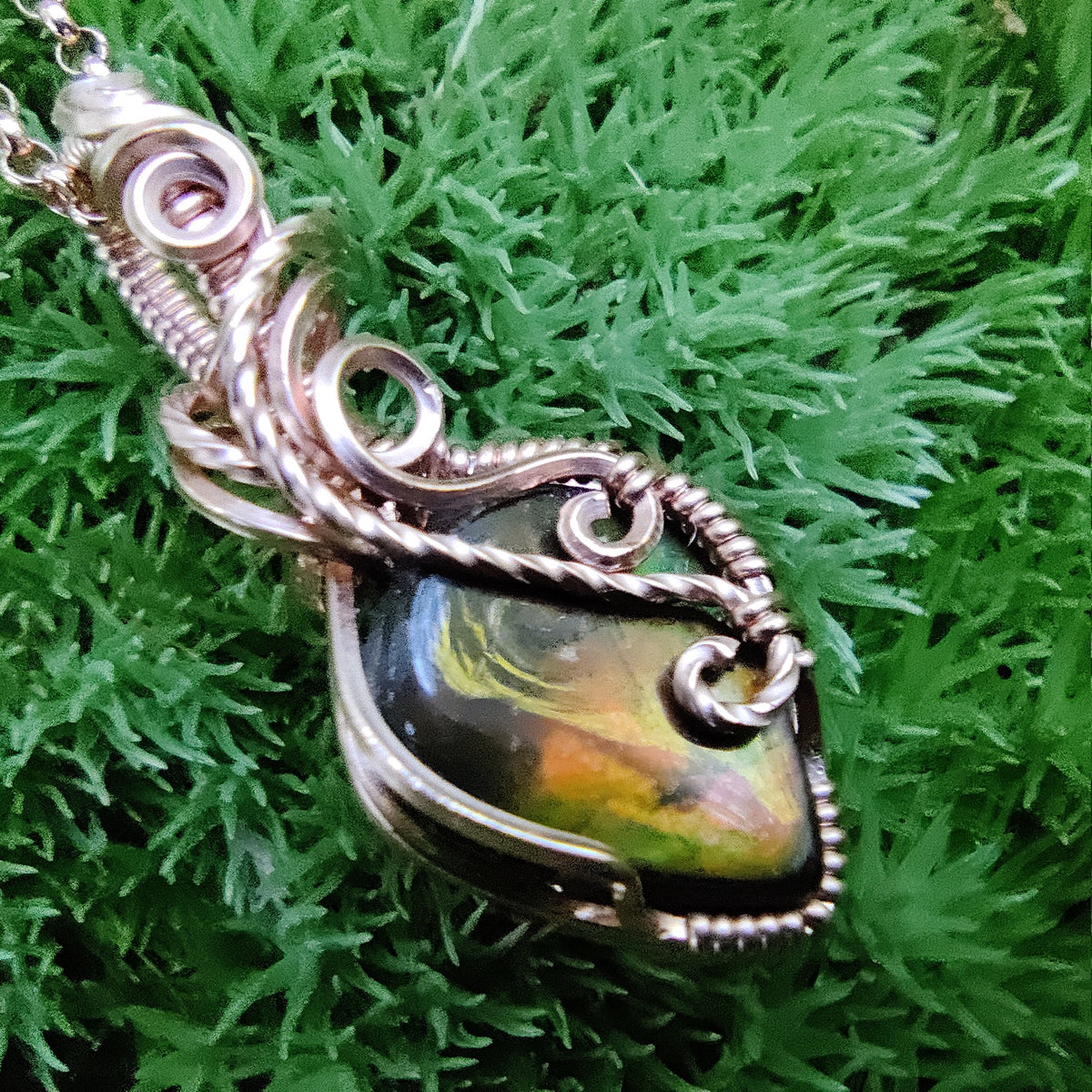 Ammolite in 14k Rose Gold Fill Pendant Necklace