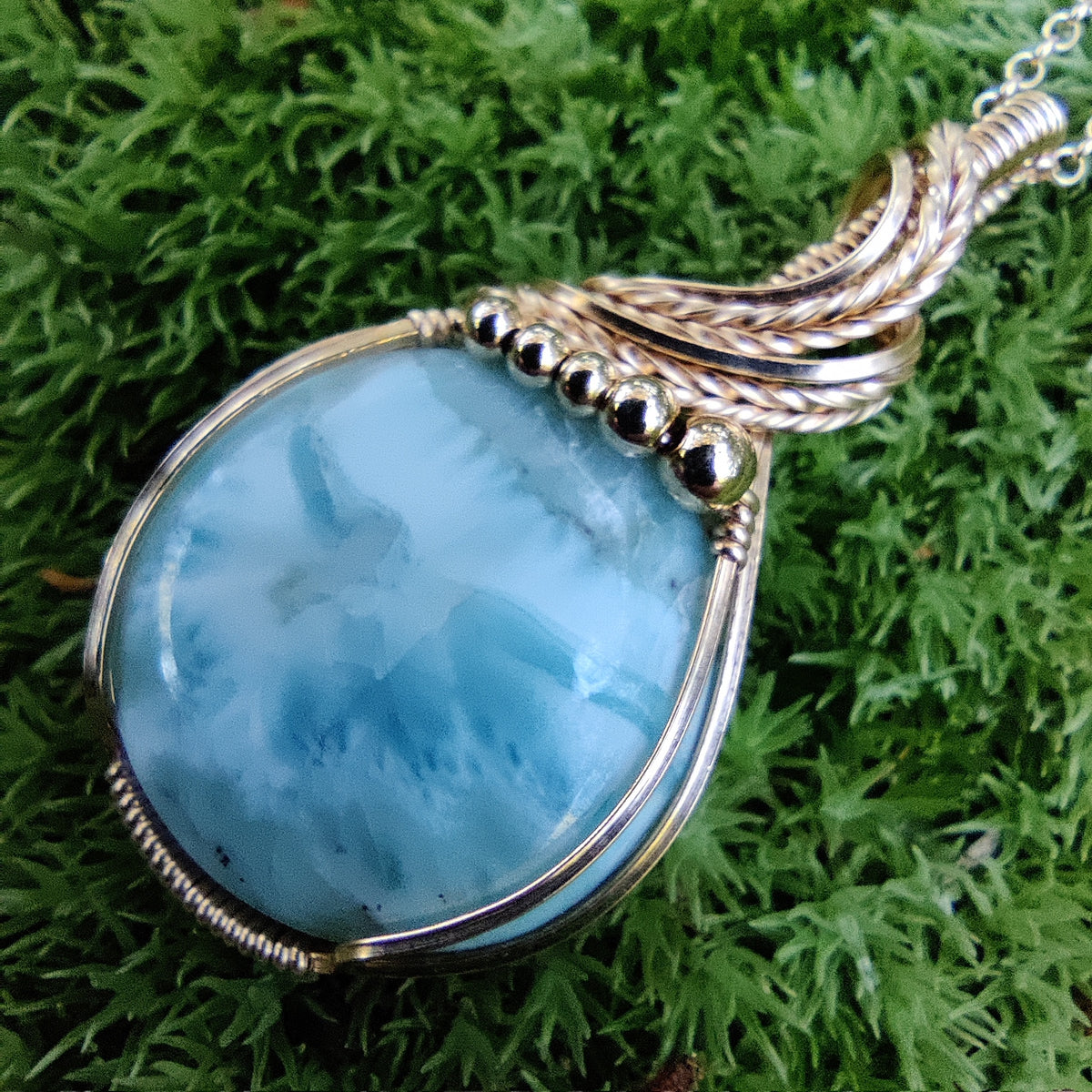 Larimar in 14k Gold Fill Pendant Necklace