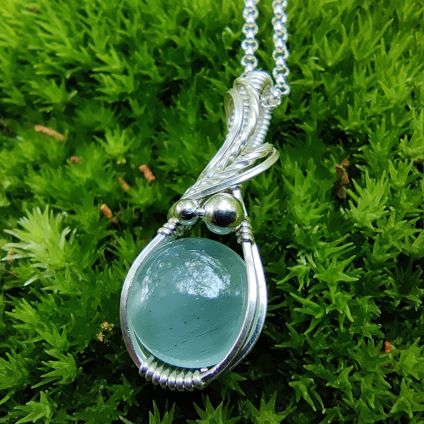 Aquamarine in Sterling Silver Pendant Necklace