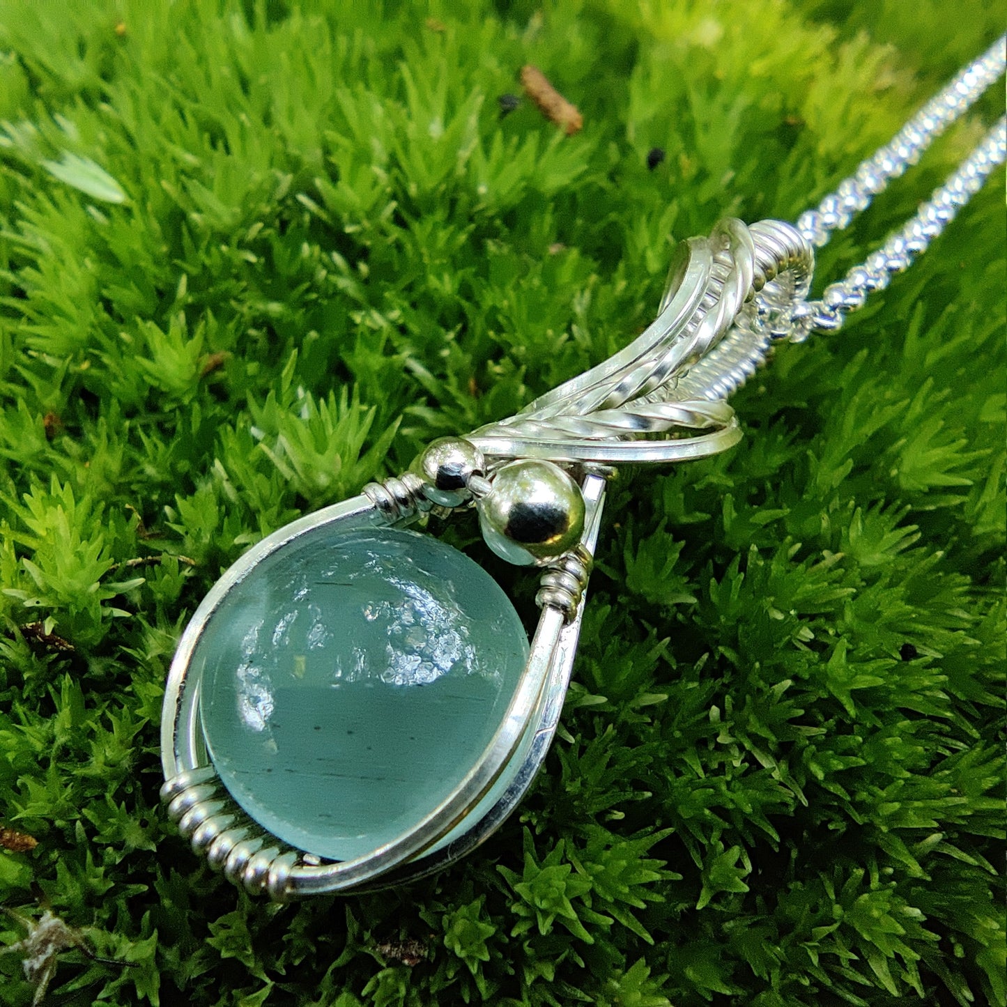 Aquamarine in Sterling Silver Pendant Necklace