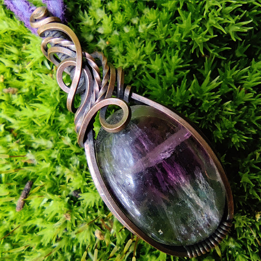 Fluorite in Copper Pendant Necklace