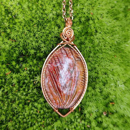 Textured Glass in Copper Pendant Necklace