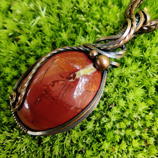 Red Jasper in Copper Pendant Necklace