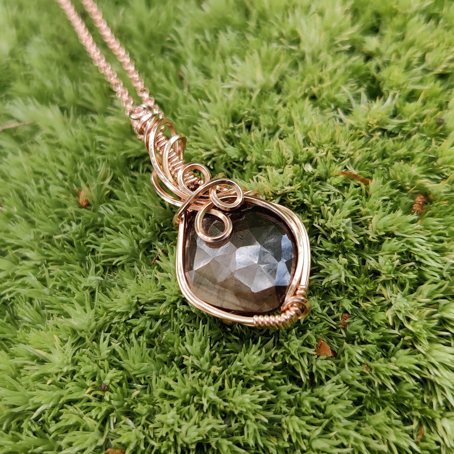September Chocolate Sapphire in 14k Rose Gold Fill Pendant Necklace