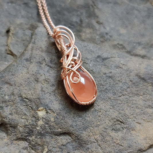 Gemmy Rhodochrosite in 14k Rose Gold Fill Pendant Necklace